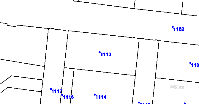 Parcela st. 1113 v KÚ Holešovice, Katastrální mapa