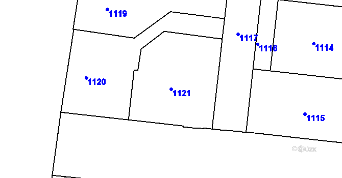 Parcela st. 1121 v KÚ Holešovice, Katastrální mapa