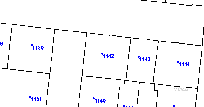Parcela st. 1142 v KÚ Holešovice, Katastrální mapa