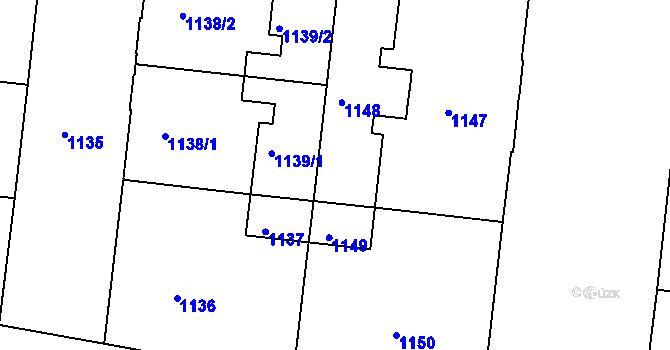 Parcela st. 1148 v KÚ Holešovice, Katastrální mapa