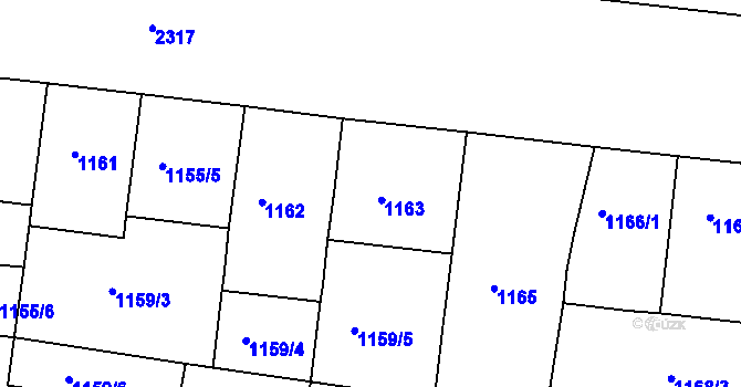 Parcela st. 1163 v KÚ Holešovice, Katastrální mapa