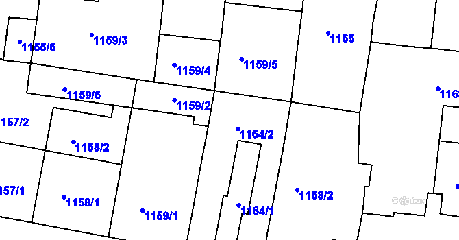 Parcela st. 1164/2 v KÚ Holešovice, Katastrální mapa