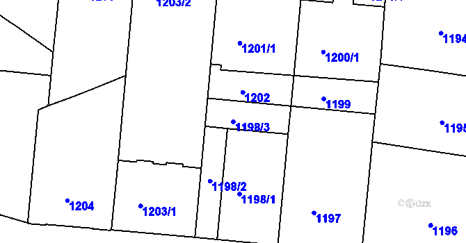 Parcela st. 1198/3 v KÚ Holešovice, Katastrální mapa