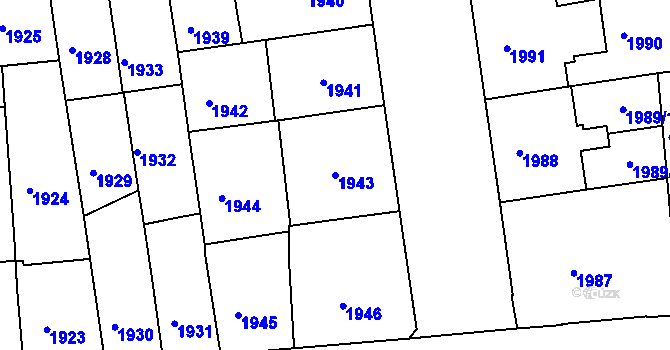 Parcela st. 1943 v KÚ Holešovice, Katastrální mapa