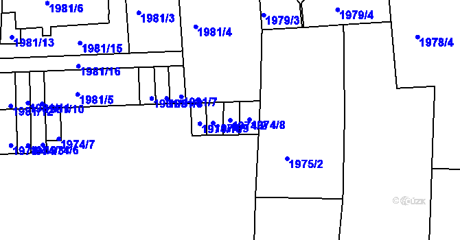 Parcela st. 1974/2 v KÚ Holešovice, Katastrální mapa