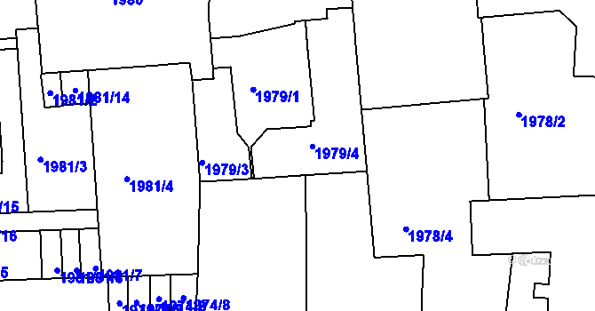 Parcela st. 1979/4 v KÚ Holešovice, Katastrální mapa