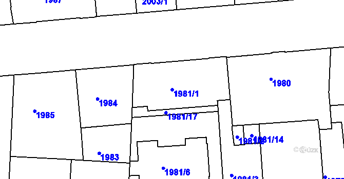 Parcela st. 1981/1 v KÚ Holešovice, Katastrální mapa