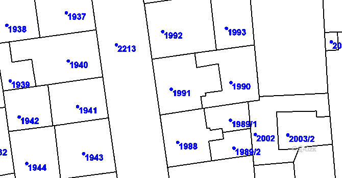 Parcela st. 1991 v KÚ Holešovice, Katastrální mapa