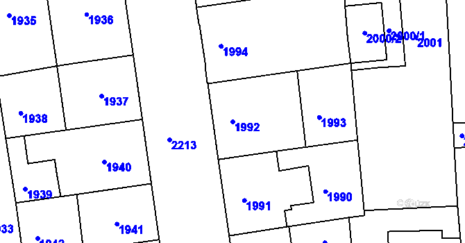 Parcela st. 1992 v KÚ Holešovice, Katastrální mapa