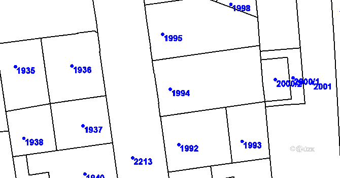 Parcela st. 1994 v KÚ Holešovice, Katastrální mapa