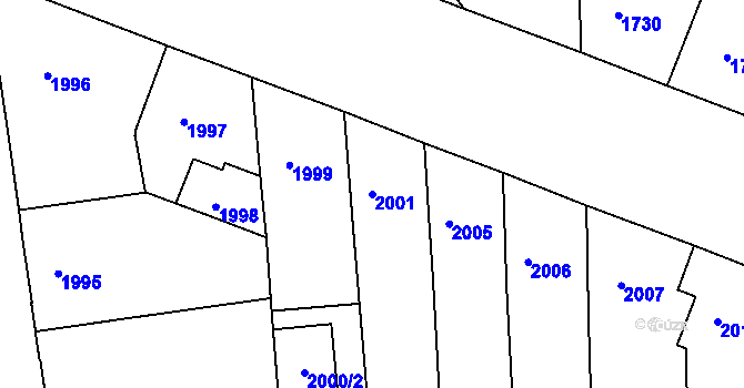 Parcela st. 2001 v KÚ Holešovice, Katastrální mapa