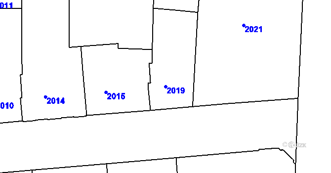 Parcela st. 2019 v KÚ Holešovice, Katastrální mapa
