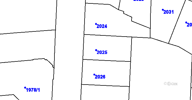 Parcela st. 2025 v KÚ Holešovice, Katastrální mapa