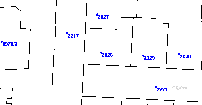 Parcela st. 2028 v KÚ Holešovice, Katastrální mapa
