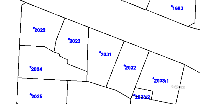 Parcela st. 2031 v KÚ Holešovice, Katastrální mapa