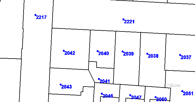 Parcela st. 2040 v KÚ Holešovice, Katastrální mapa