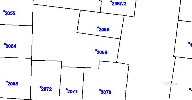 Parcela st. 2069 v KÚ Holešovice, Katastrální mapa
