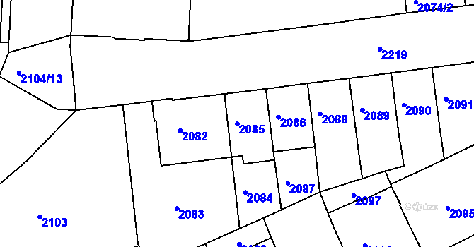 Parcela st. 2085 v KÚ Holešovice, Katastrální mapa