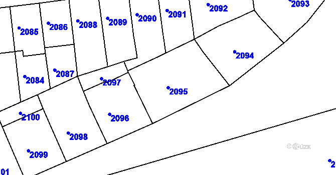 Parcela st. 2095 v KÚ Holešovice, Katastrální mapa