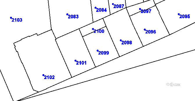 Parcela st. 2099 v KÚ Holešovice, Katastrální mapa