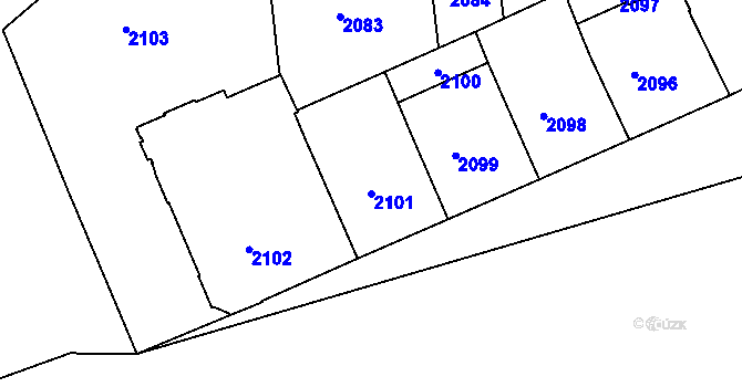 Parcela st. 2101 v KÚ Holešovice, Katastrální mapa