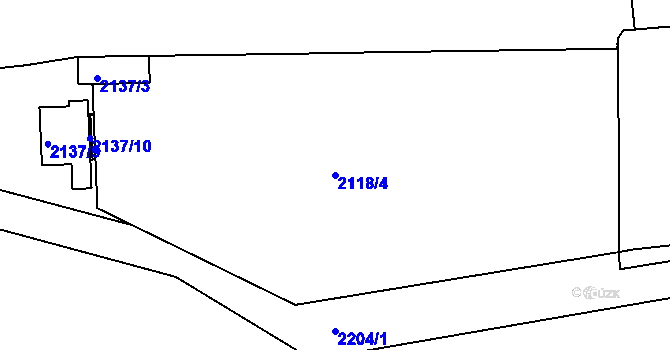 Parcela st. 2118/4 v KÚ Holešovice, Katastrální mapa