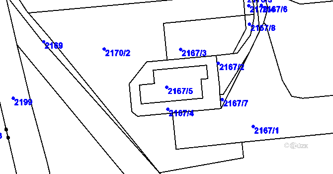 Parcela st. 2167/5 v KÚ Holešovice, Katastrální mapa