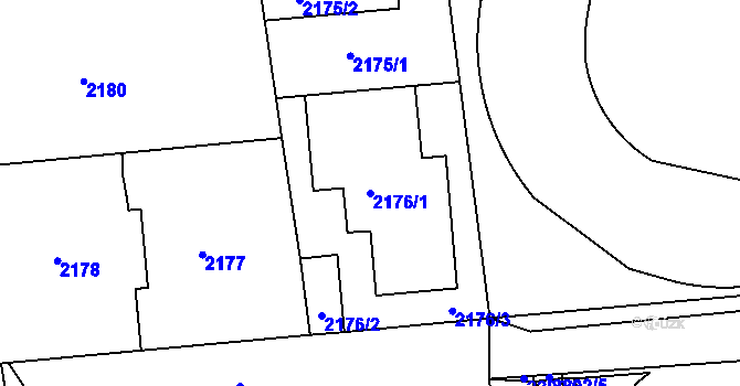 Parcela st. 2176/1 v KÚ Holešovice, Katastrální mapa