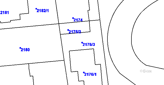 Parcela st. 2176/3 v KÚ Holešovice, Katastrální mapa
