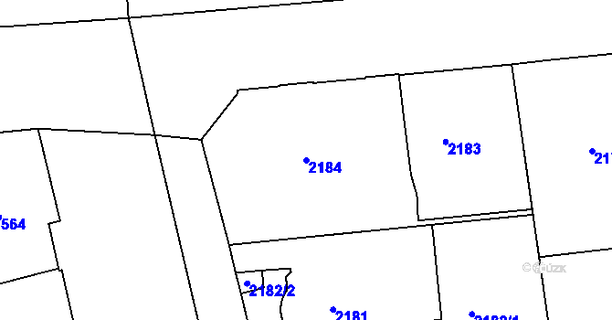 Parcela st. 2184 v KÚ Holešovice, Katastrální mapa