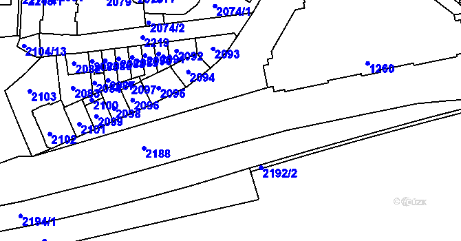 Parcela st. 2188 v KÚ Holešovice, Katastrální mapa