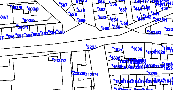 Parcela st. 2223 v KÚ Holešovice, Katastrální mapa