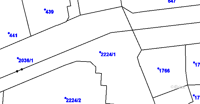 Parcela st. 2224/1 v KÚ Holešovice, Katastrální mapa