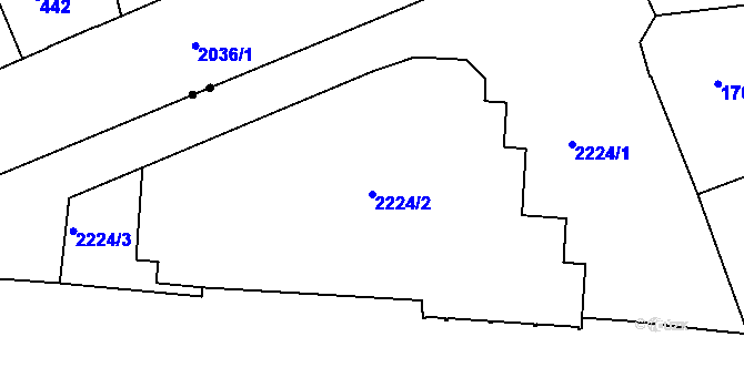 Parcela st. 2224/2 v KÚ Holešovice, Katastrální mapa