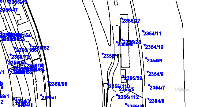 Parcela st. 2356/1 v KÚ Holešovice, Katastrální mapa