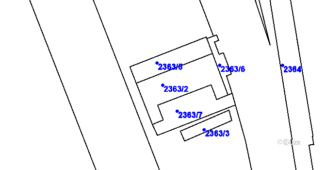 Parcela st. 2363/2 v KÚ Holešovice, Katastrální mapa