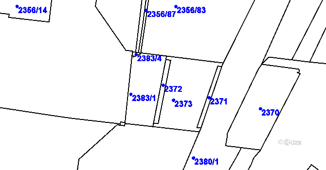 Parcela st. 2372 v KÚ Holešovice, Katastrální mapa