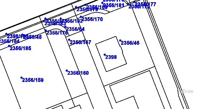 Parcela st. 2398 v KÚ Holešovice, Katastrální mapa