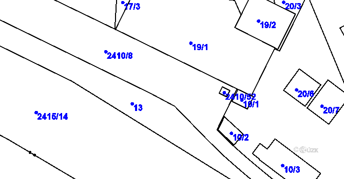 Parcela st. 2410/8 v KÚ Holešovice, Katastrální mapa