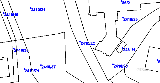 Parcela st. 2410/22 v KÚ Holešovice, Katastrální mapa