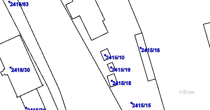 Parcela st. 2415/10 v KÚ Holešovice, Katastrální mapa