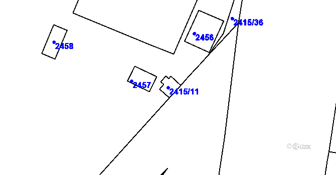 Parcela st. 2415/11 v KÚ Holešovice, Katastrální mapa