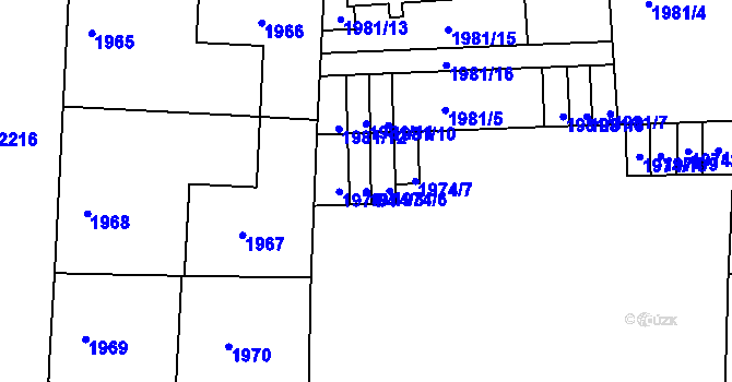 Parcela st. 1974/3 v KÚ Holešovice, Katastrální mapa