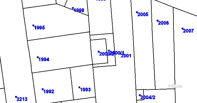 Parcela st. 2000/2 v KÚ Holešovice, Katastrální mapa