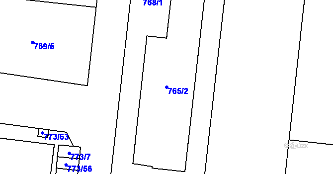 Parcela st. 765/2 v KÚ Holešovice, Katastrální mapa