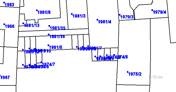 Parcela st. 1981/7 v KÚ Holešovice, Katastrální mapa
