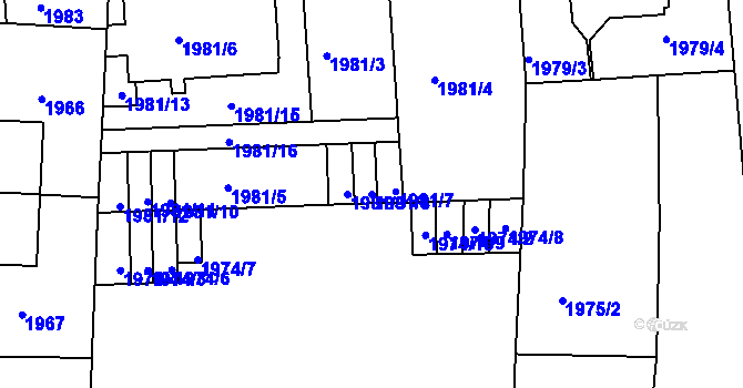 Parcela st. 1981/8 v KÚ Holešovice, Katastrální mapa