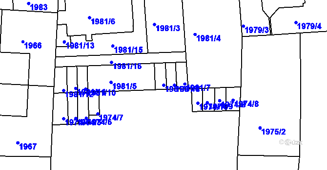 Parcela st. 1981/9 v KÚ Holešovice, Katastrální mapa