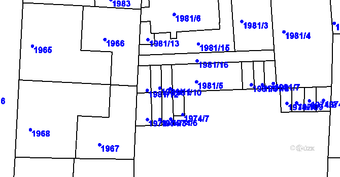 Parcela st. 1981/10 v KÚ Holešovice, Katastrální mapa
