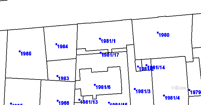 Parcela st. 1981/17 v KÚ Holešovice, Katastrální mapa